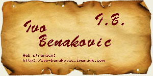 Ivo Benaković vizit kartica